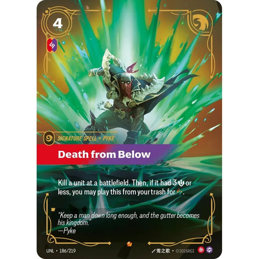 UNL_186 DEATH FROM BELOW * Riftbound TCG - Unleashed * Fury / Chaos Spell Epic