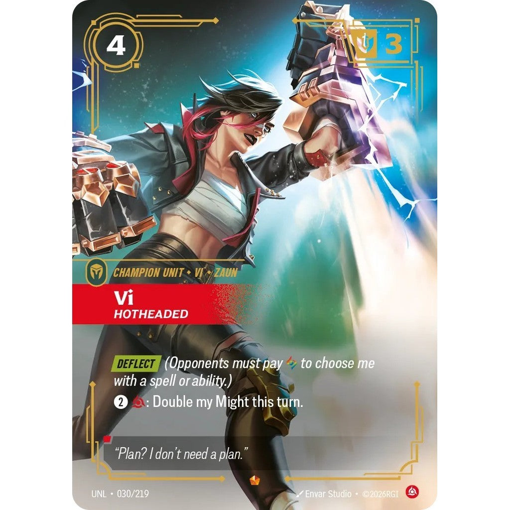 UNL_030 VI, HOTHEADED * Riftbound TCG - Unleashed * Fury Champion unit Epic