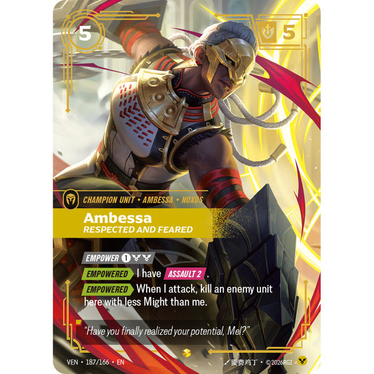 VEN_187 AMBESSA RESPECTED AND FEARED (ON) * Riftbound TCG - Vendetta * OVN Overnumber | Authentic League of Legends
