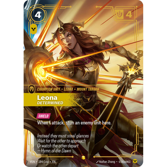 VEN_184 LEONA DETERMINED (ON) * Riftbound TCG - Vendetta * OVN Overnumber | Authentic League of Legends