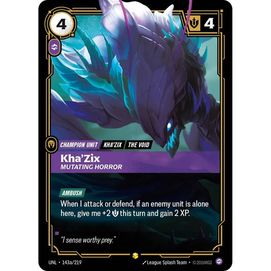 UNL_143a KHA'ZIX, MUTATING HORROR Chaos * Riftbound TCG - Unleashed * Champion unit Rare Showcase AA