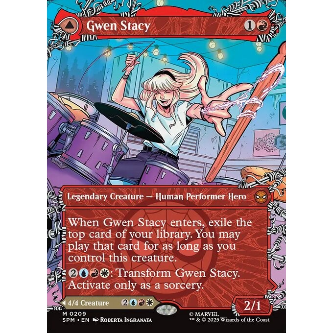 SPM_209 Gwen Stacy // Ghost-Spider *Marvel's Spider-Man: Borderless BL Web-Slinger* MTG Magic: The Gathering_Mythic