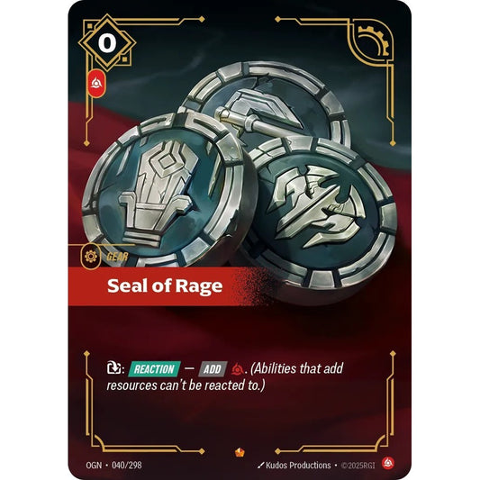 OGN_040 SEAL OF RAGE * Riftbound TCG - Origins * Fury Gear Epic