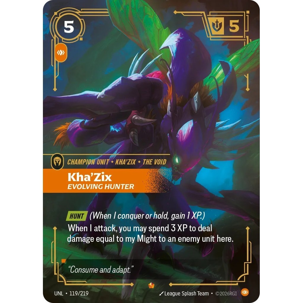 UNL_119 KHA'ZIX, EVOLVING HUNTER * Riftbound TCG - Unleashed * Body Champion unit Epic