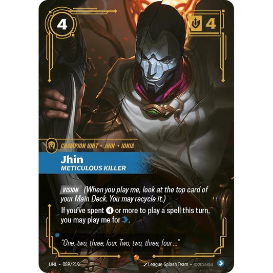 UNL_089 JHIN, METICULOUS KILLER * Riftbound TCG - Unleashed * Mind Champion unit Epic