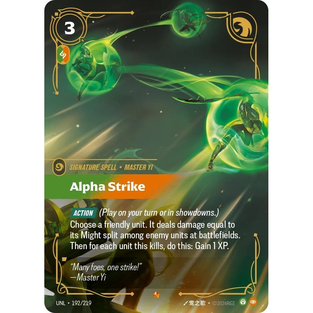 UNL_192 ALPHA STRIKE * Riftbound TCG - Unleashed * Calm / Body Spell Epic