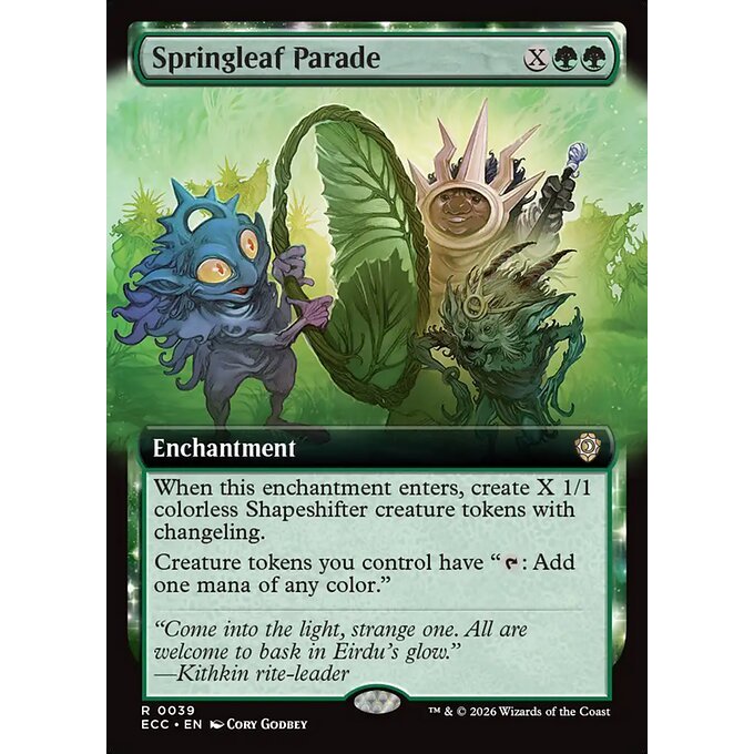ECC_039 Springleaf Parade *Lorwyn Eclipsed Commander Extended Art EA* MTG Magic: The Gathering_Rare